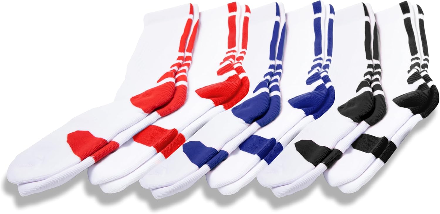 VNG Cushioned Athletic Crew Socks for Men Sizes 9-12, Light Compression Secure Fit Moisture-Wicking Sports Performance - Image 3