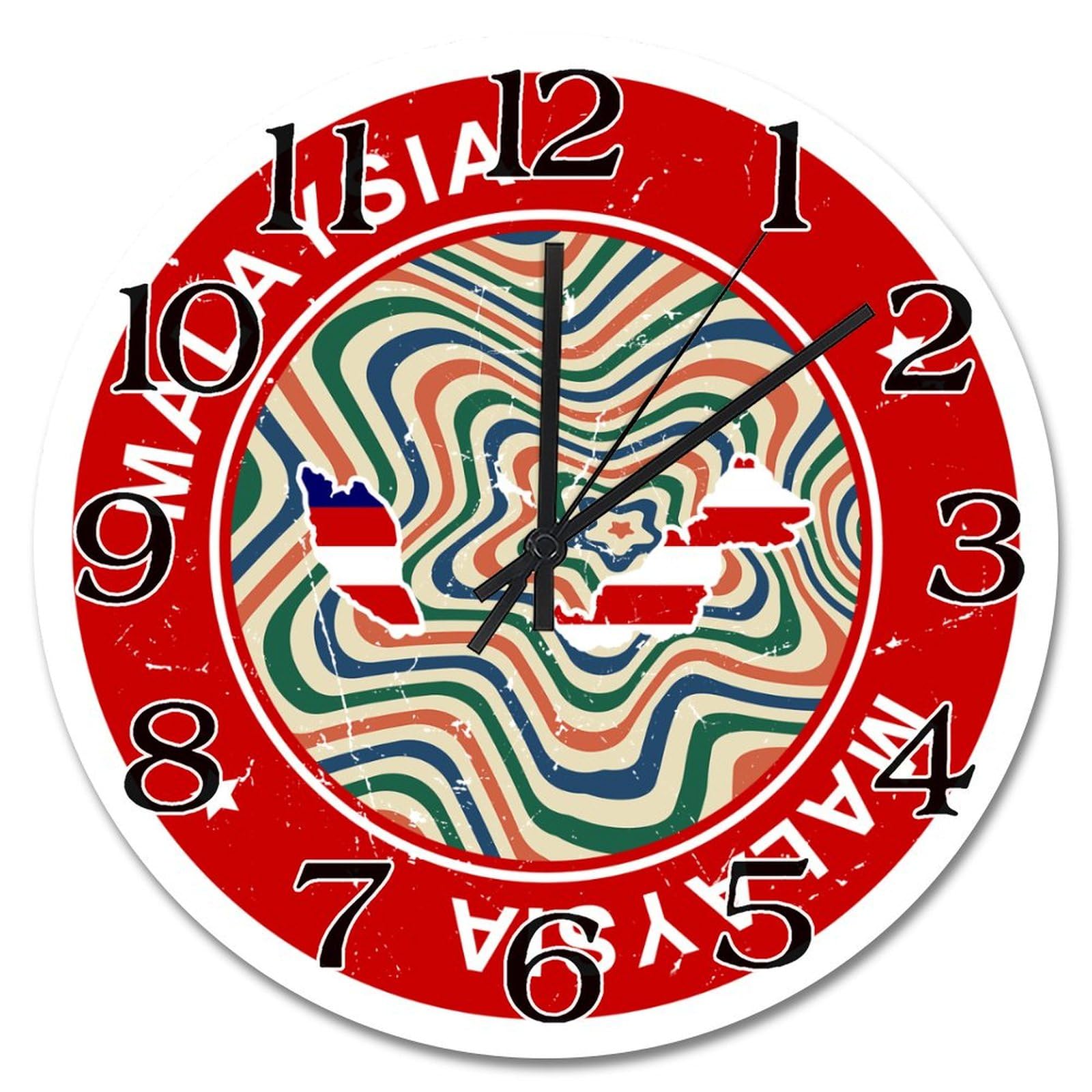Horloge murale en bois Malaisie 38cm retro pour decoration vintage de ferme