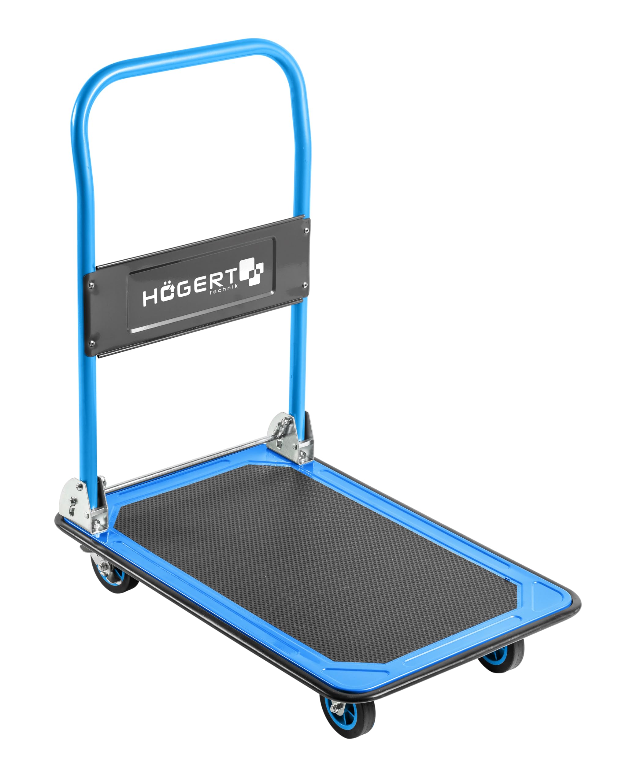 Högert Technik - Handwagen 730 x 470 mm - Tragfähigkeit bis 150 kg - 2 Lenkräder und 2 Feste, gerade Räder - Haltegriffe Sackkarre Transportkarre Stapelkarre Wagen