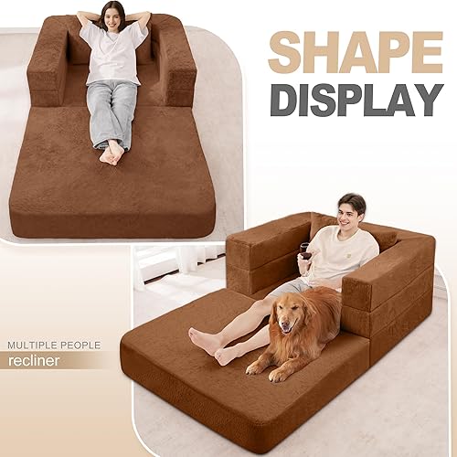 Miniatura 196 de Cama humana gigante para perro, cama 3 en 1 para perro de tamaño humano con funda de piel sintética lavable, cama grande plegable para mascotas con