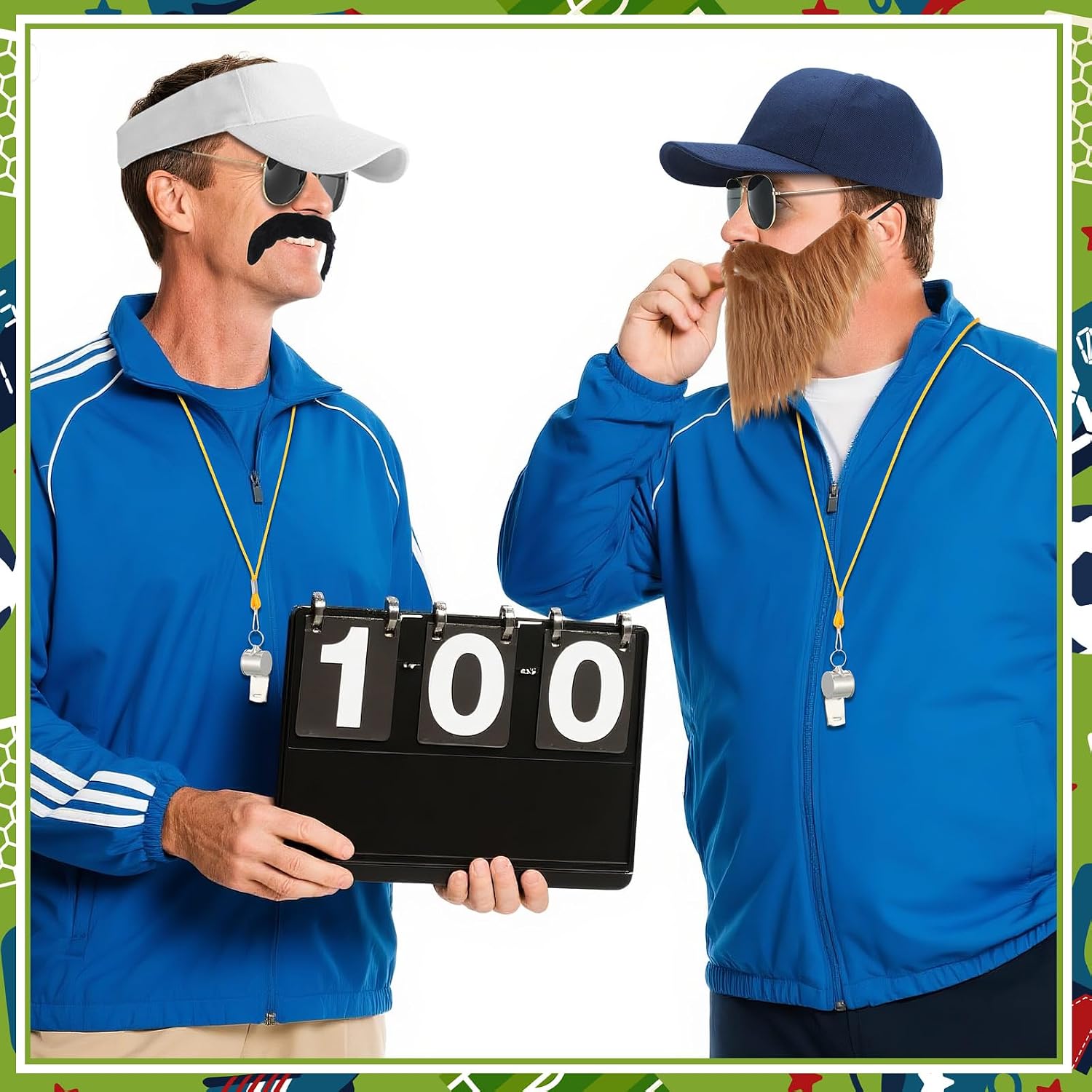 Mepase 8 Pcs Halloween Soccer Coach Costume Set for Men