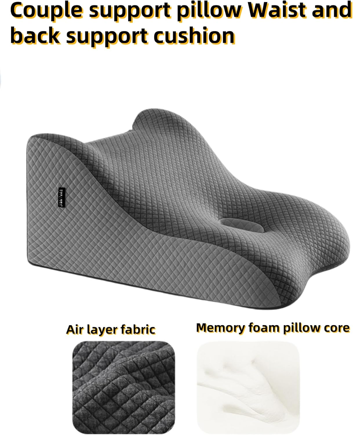 Memory Foam Lumbar Support Pillow - Orthopedic Pillow for Office Chairs, Beds, Couples Support Aid and Back Pain Relief - Ergonomic Comfort for Sitting, Sleeping (Blue Gray)