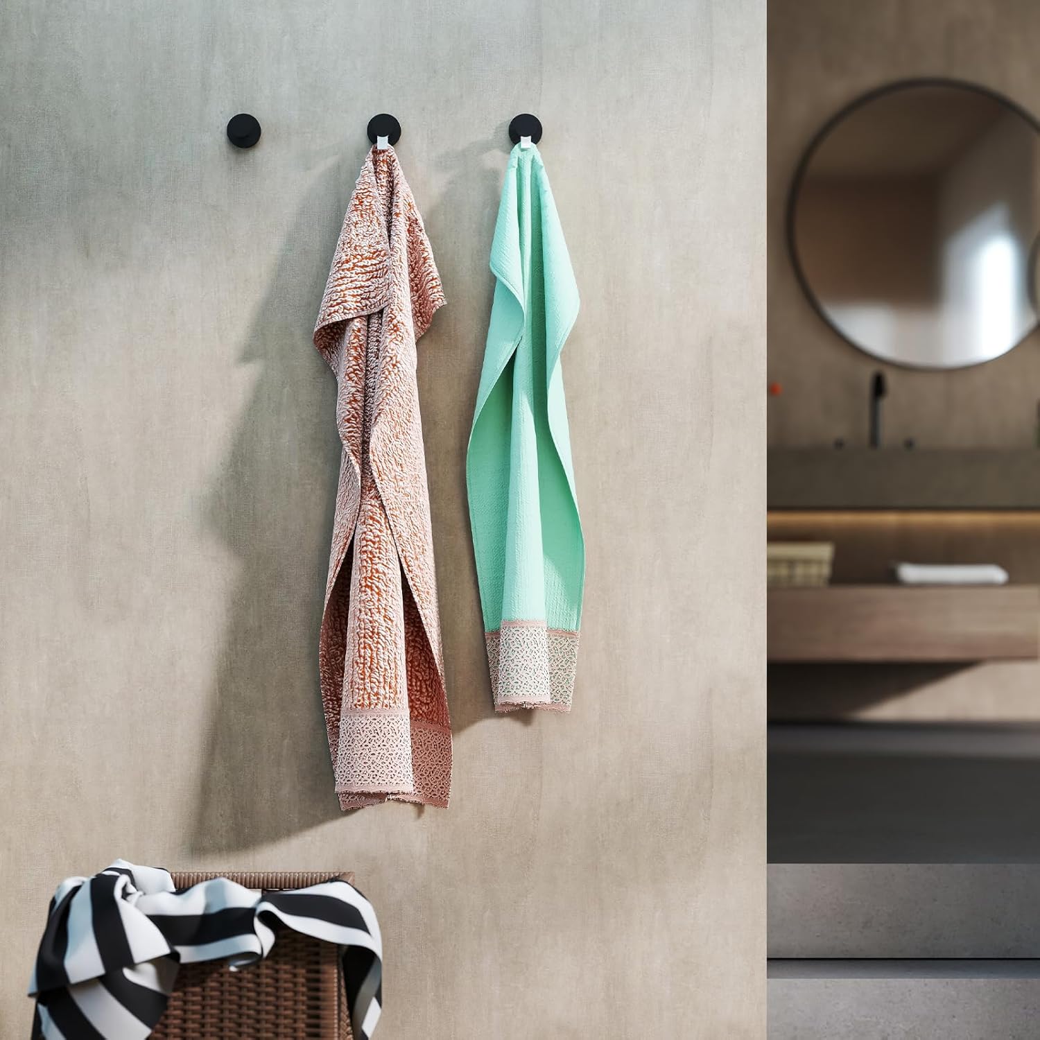 Epock Towel Hooks for Bathrooms Set of 3, Screw-in Stainless Steel Robe Coat Clothes Hook Bathroom & Kitchen Round Style Small Wall Hooks Rustproof -Brushed Gold