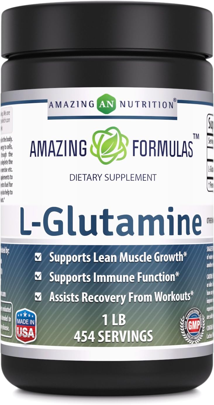 Amazing Formulas L-Glutamine Powder Supplement – 1lb jar- 1g Per Scoop (Approx. 454 Servings)- Promotes Workout Recovery, Supports The Immune System & Muscle Maintenance* : Health & Household