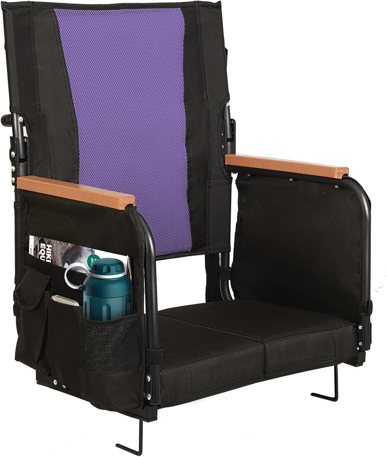 Extra Wide Stadium Seats with Back Support, Comfy Bleacher Chairs with Back Cushion, Cup Holders, and Storage Pockets, Foldable and Portable Bleacher Seat with Armrests