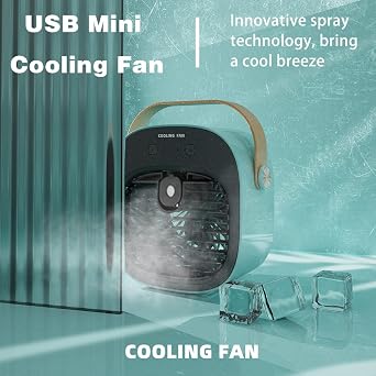 Portable Air Conditioners 6000mAh Rechargeable,Mini Evaporative Air Conditioner Fan,USB Small Personal Desk AC Unit,3-Speed Quiet for Room, Office,Bedroom,Study,Travel,tent,Rooms,Indoor,outdoor (Blue)