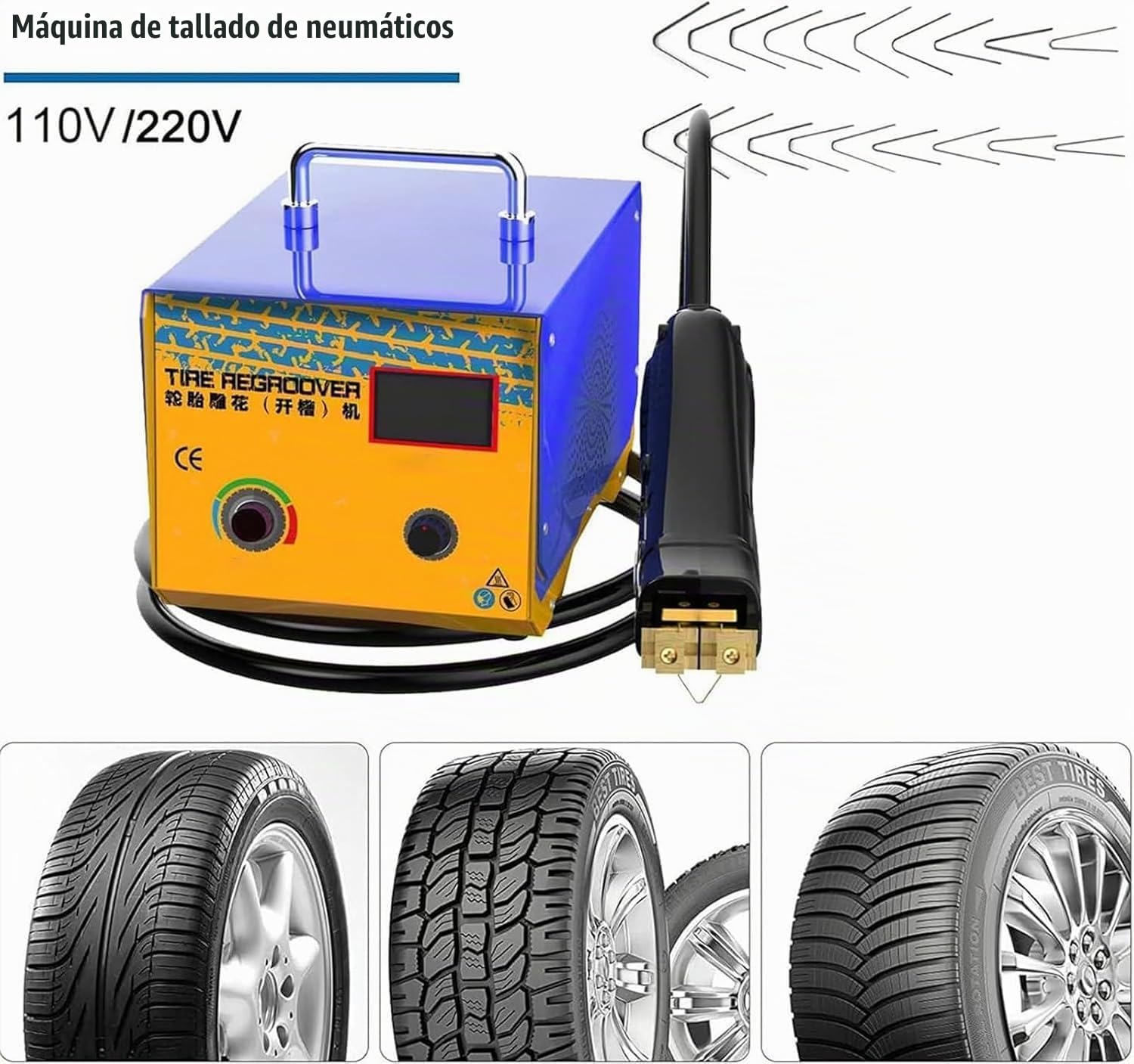 Máquina Ranuradora De Neumáticos De 1000 W, Ranuradora De Neumáticos para Camiones, Cortadora De Ranurado De Neumáticos, Ranuradora Profesional De Neumáticos para Herramienta De Ranurado De