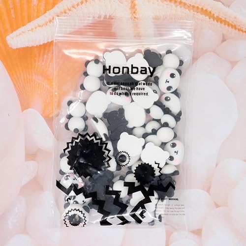 Miniatura 5 de Honbay 40 dijes de resina con parte trasera plana de panda, cabujones de resina para accesorios para el cabello, funda de teléfono, decoración de