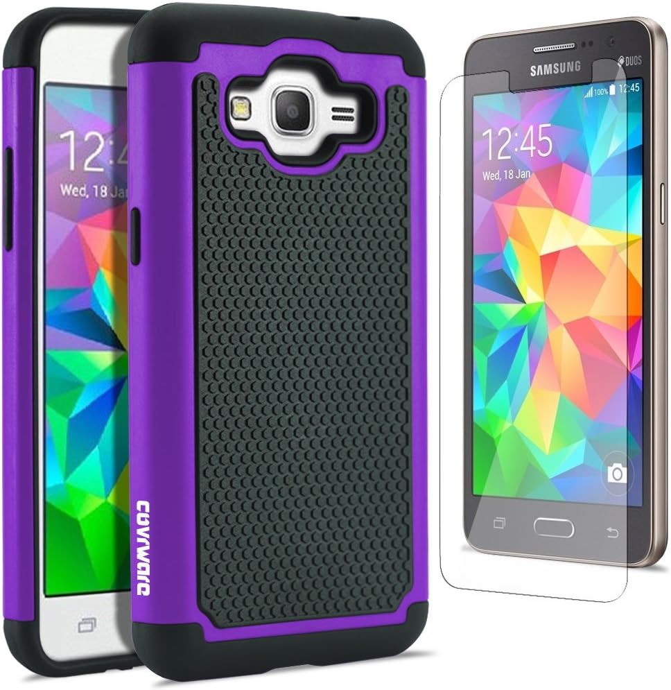 COVRWARE Samsung Galaxy Grand Prime (G530) [ Armor Defender] Dual Layer Protective Case [Shockproof] [Drop Protection] [Screen Protector] - Purple (CW-G530-SK07)