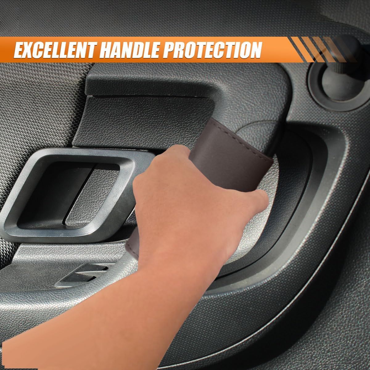 2PCS Car Door Handle Protector, Car Grab Handle Cover (Coffee) image 4