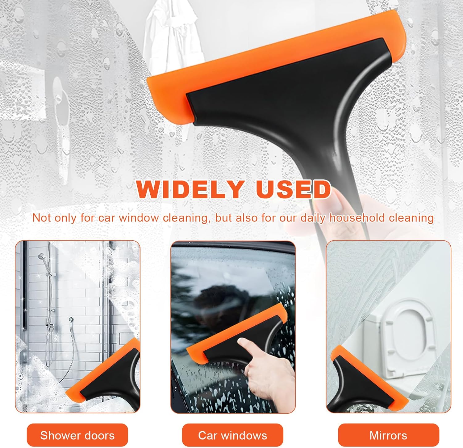Small Silicone Window Squeegee, 5.9" Window Cleaning Tool Water Wiper with Non-Slip Handle, Multi-Purpose Windshield Water Blade Squeegee for Glass Mirror Countertop