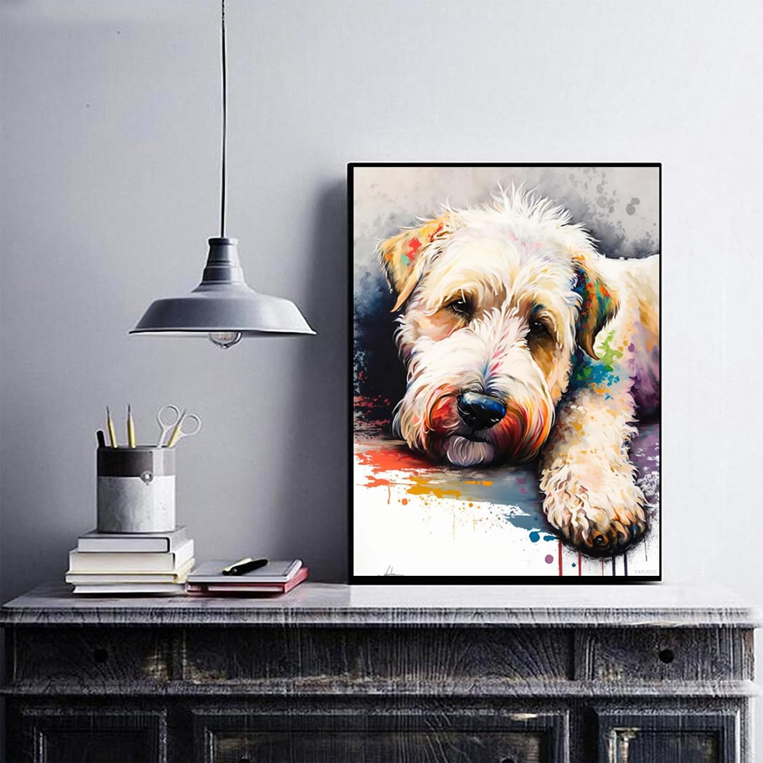 Diamond Painting Kits Good Doggy Diamond Painting for Beginners, 5D Cute Animals Diamond Crystal Craft, Soft Coated Wheaten Terrier Painting for Wall Theater Decoration or Birthday Gift 12x16inch image 3