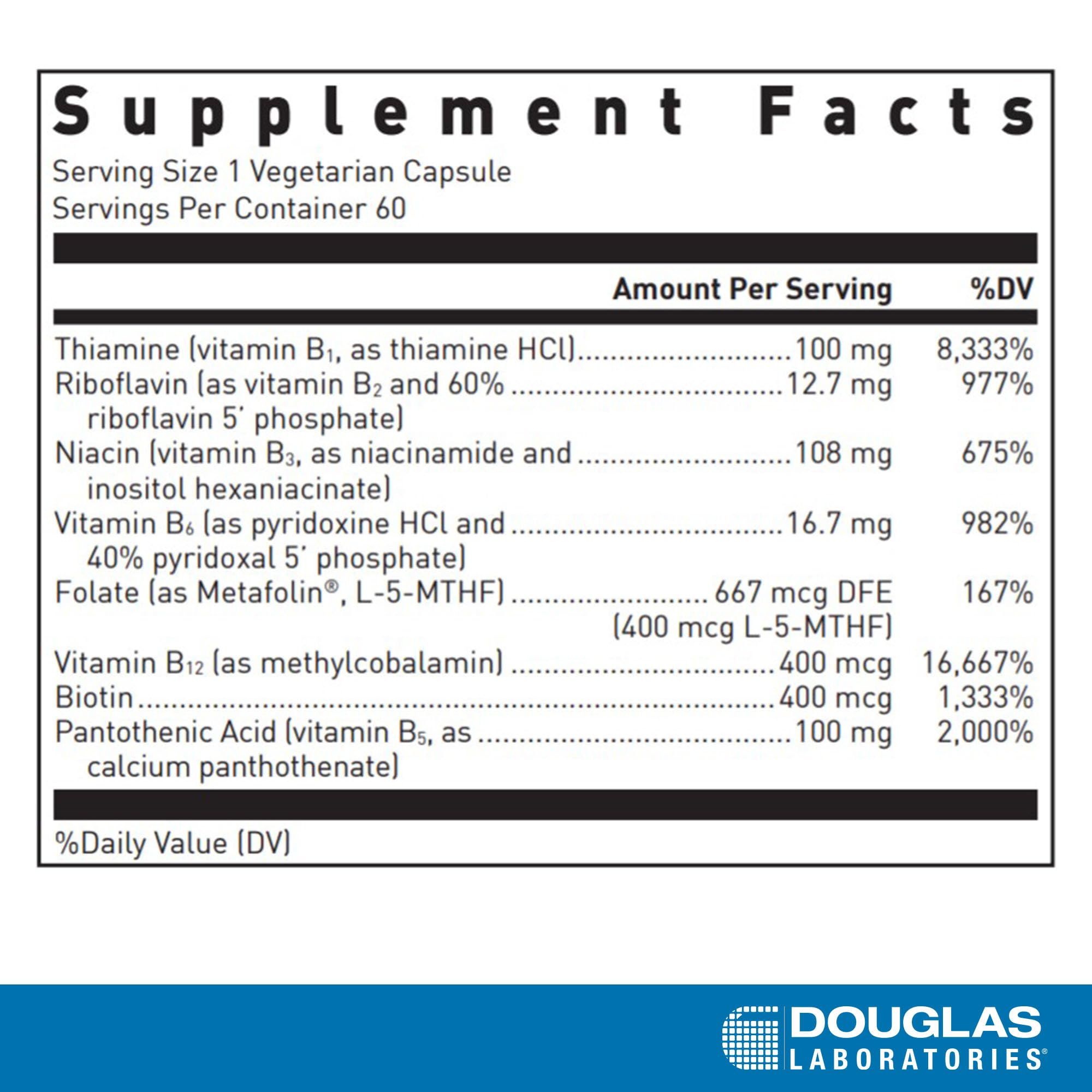 Douglas Laboratories B-Complex with Metafolin, 60 Vegetarian Capsules — Amazon image 2