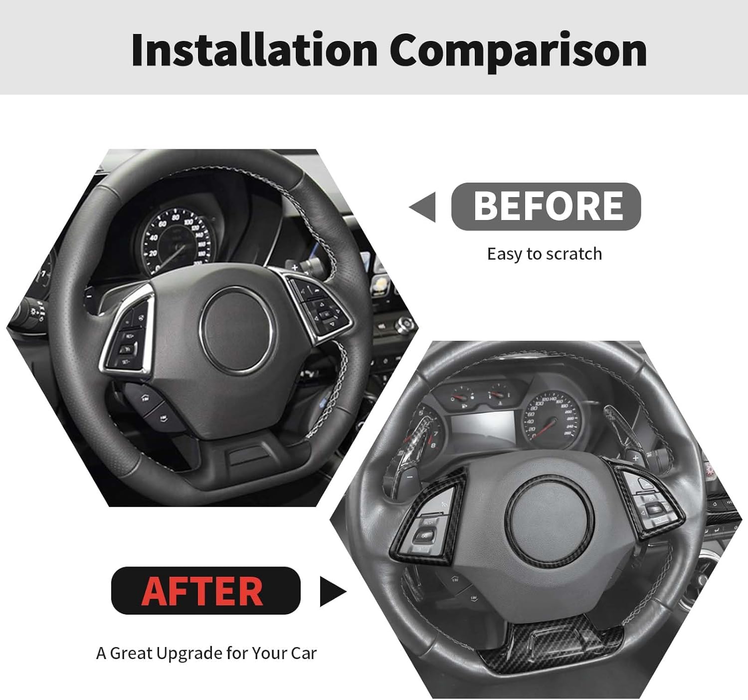 Carbon Fiber Interior Trim Kit Cover Gear Shift Trim Cover Navigation GPS Large Screen Frame Cover Decoration Accessories Compatible with Chevrolet Camaro 2017-2023