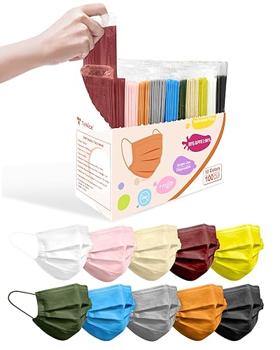 Miniatura 10 de Mascarillas desechables paquete de 100 unidades, 4 capas ASTM nivel 3 grado médico, transpirables para protección al aire libre de adultos, Sinfonía