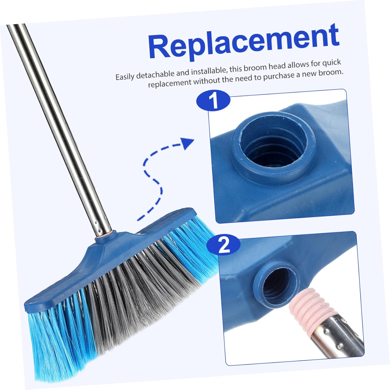 Soft Bristle Broom Head Replacement for Household Cleaning Durable and Versatile Sweeper Head for Kitchen and Floor Easy to Attach