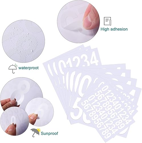 Miniatura 4 de 260 unidades de números de buzón adhesivos para números de buzón para exteriores, vinilo reflectante, números de dirección impermeables para