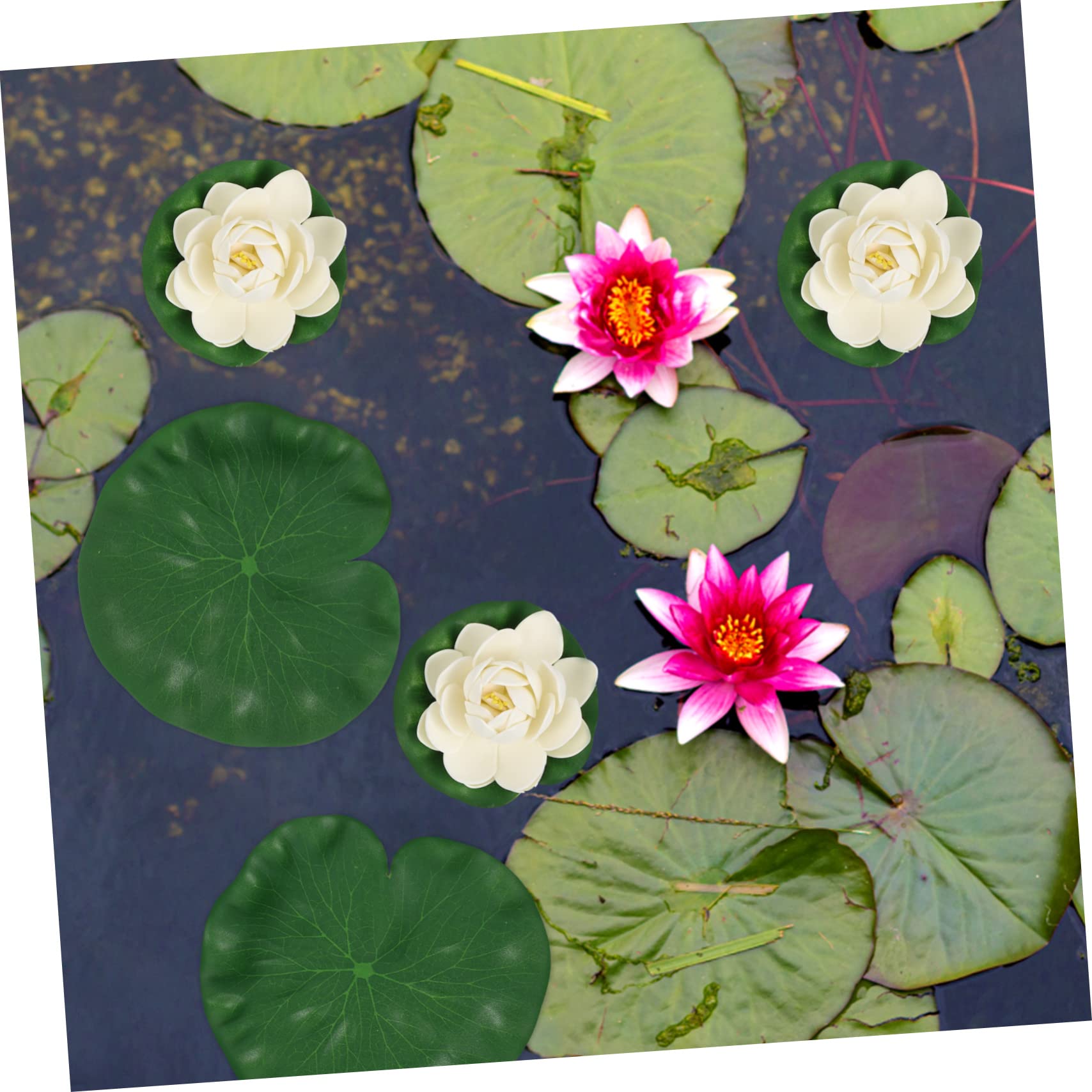 60pezzi Fiori Di Loto Artificiale Galleggianti Da Per Decorazione Di e Laghetti Ornamenti Naturali e Sicuri Per Piante Acquatiche