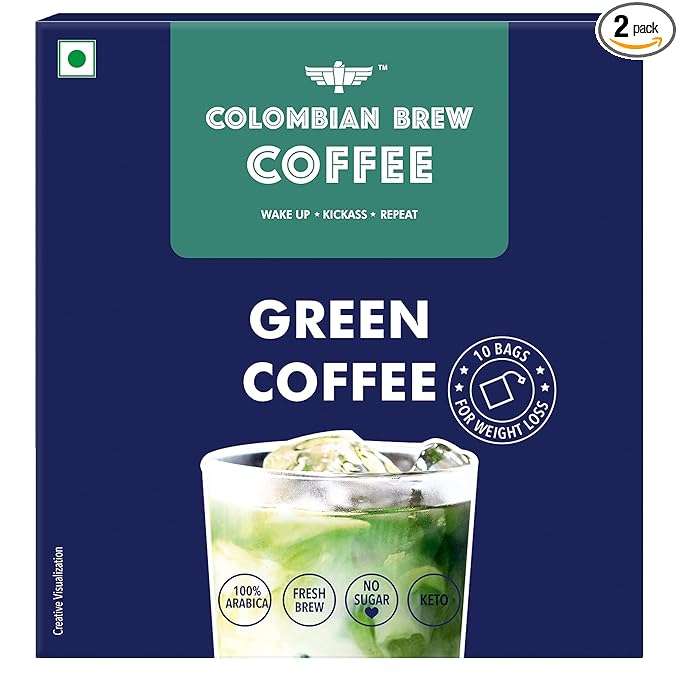 Colombian Brew Coffee Green Coffee Powder, Assorted Hot & Cold Brew 10 Bags, Pack of 2 (For Weight Loss) at Rs. 99