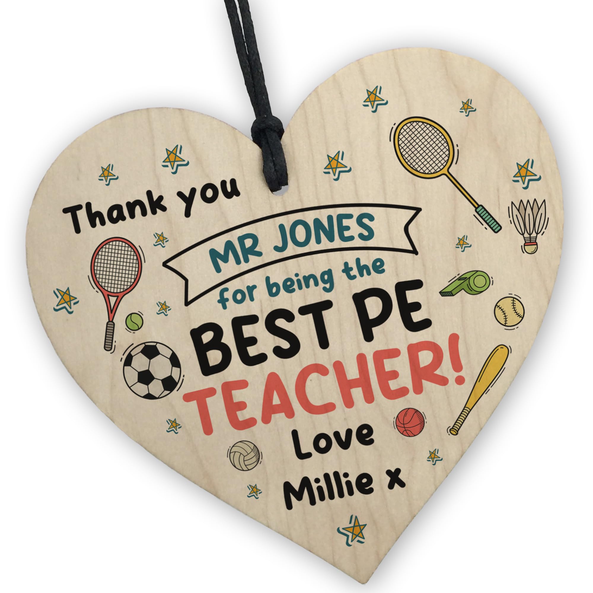 Red Ocean Personalised For PE Teacher, PE Teacher Thank You For Him Her, End Of Term, End Of School Present, Leaving School, Men Women