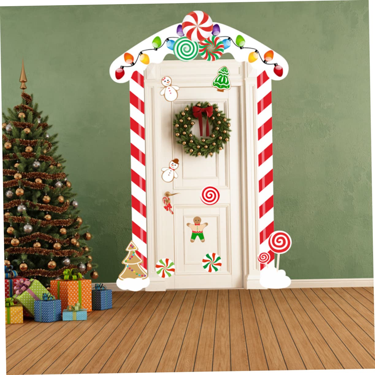 HOMSFOU 2juegos Calcomanías Navideñas De Puerta y Chimenea Decoraciones Prácticas Para Fiestas Stickers De Navidad Para Interiores y Exteriores