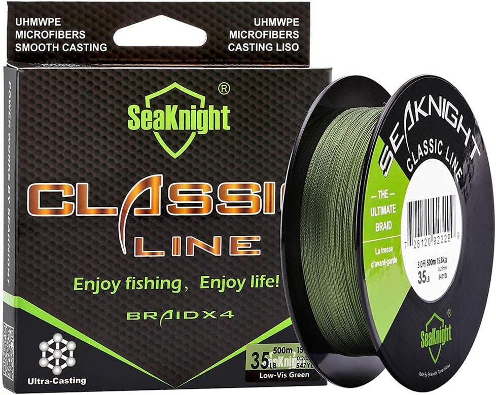 SeaKnight Classic 4 Strands Braided Fishing Line 300M/500M Braided Line Thinner,Stronger and Smoother Fishing Line 6-80 Lbs