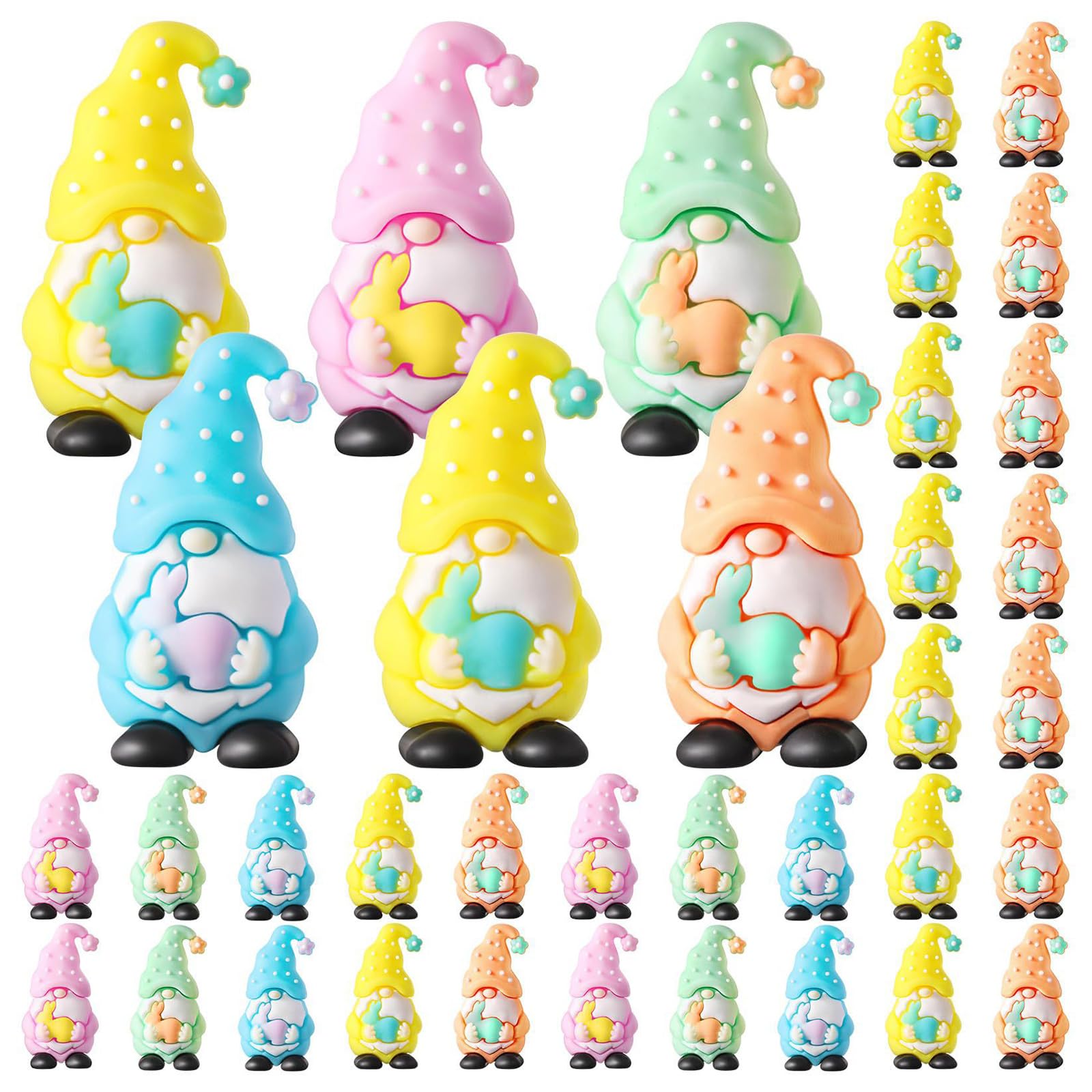 Hredyqw Easter Small Gnomes Figurines Colorful Resin Decorations For Easter Eggs Hunt And Party