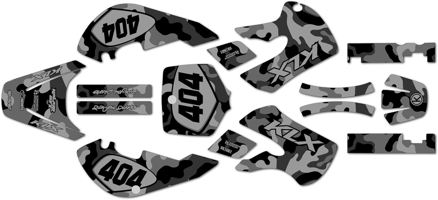 Graphics Kit for Kawasaki KX65 (1999-2024) Invasion Series Green 9 Mil - Easy Go - Dirt Pit Bike Motorcycle Stickers, Dirtbike Racing Automotive Decal Motocross Accessories no-Plastics
