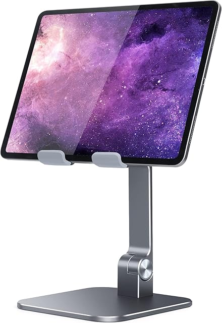 Luxtude Heavy Duty Aluminum iPad Stand for Desk, Height & Angle Adjustable iPad Pro Stand, Desktop Tablet Stand Holder Compatible with iPad Pro 12.9, Air Mini, iPhone, Samsung, More 4 -13.5 in Devices