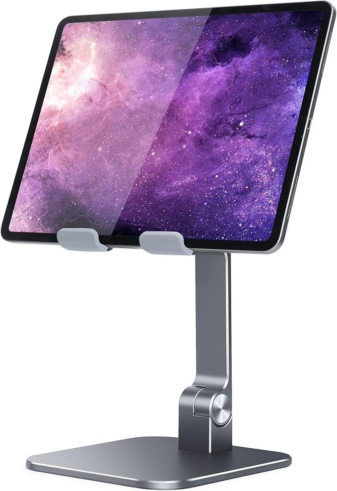 Luxtude Heavy Duty Aluminum iPad Stand for Desk, Height & Angle Adjustable iPad Pro Stand