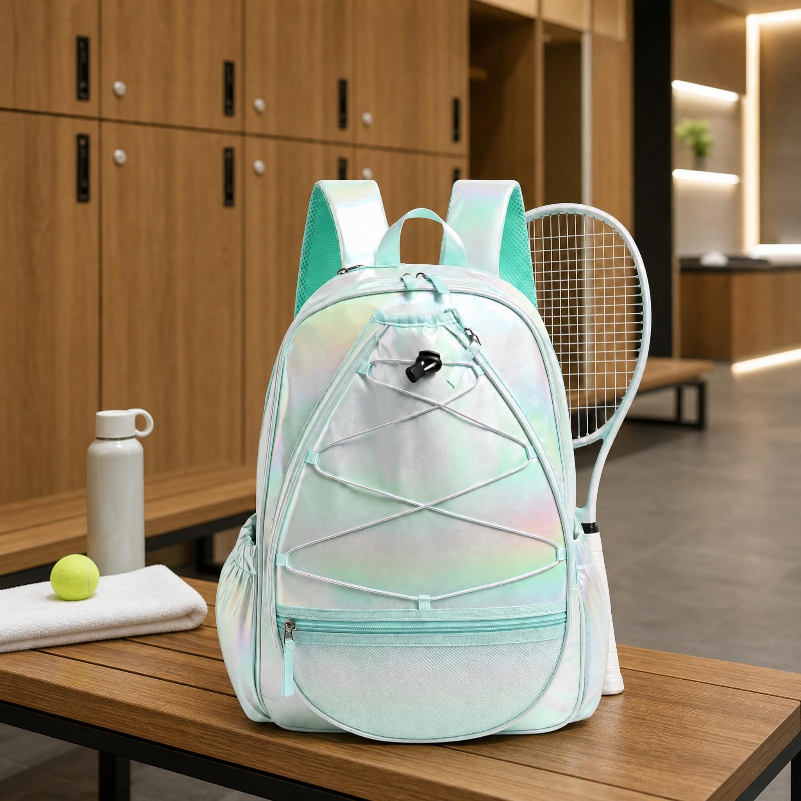 Mochila con Cordón Delanro Ajustable Mochila Gran Capacidad para Pickleball, Gimnasio, Rutina Diaria