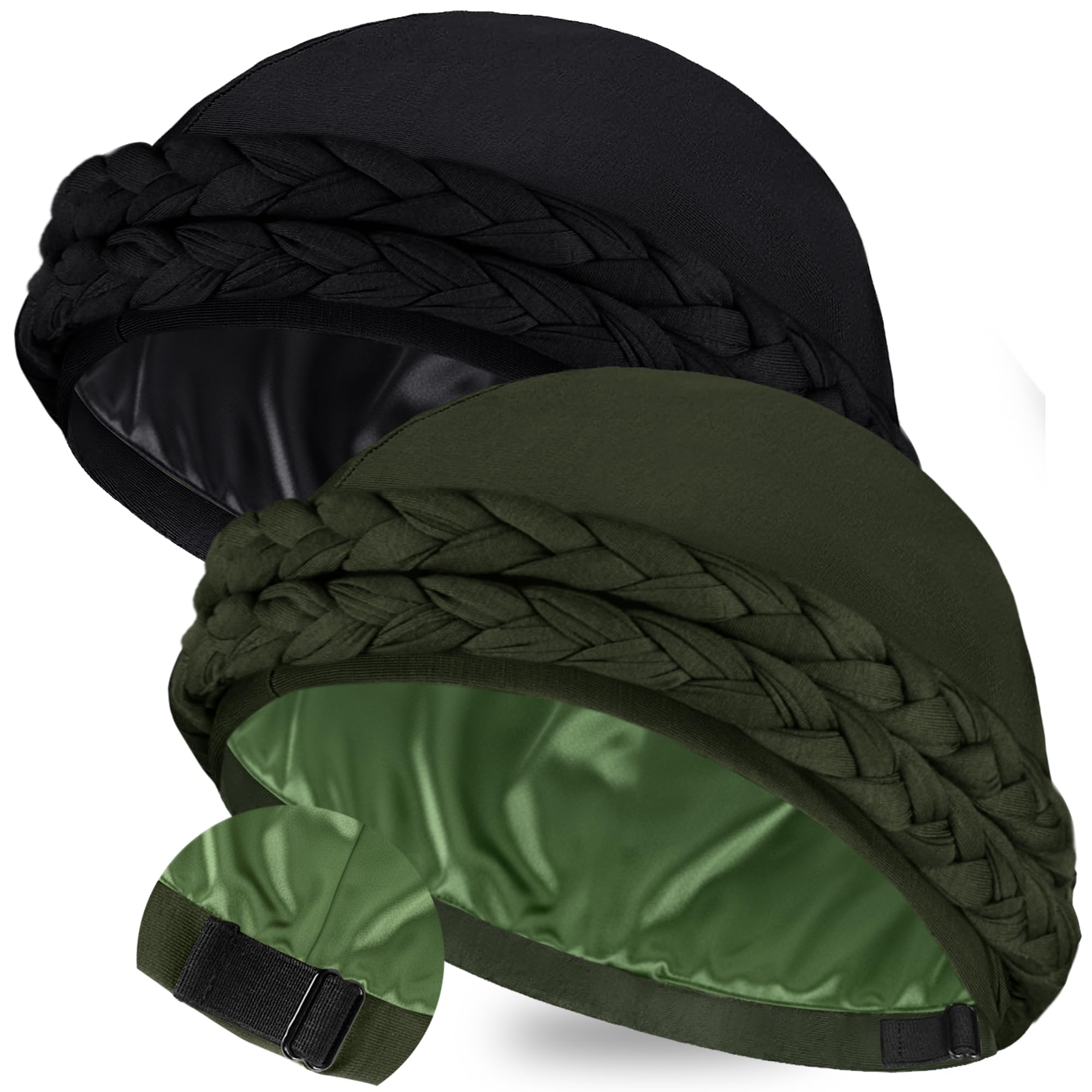 Ababalaya Adjustable Satin Lined Turban for Women Men