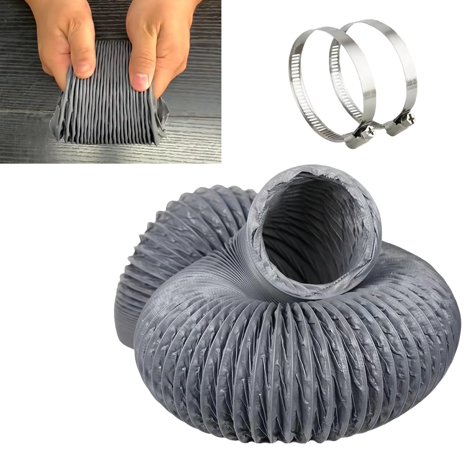 Manguera de Ventilación Tubo de Ventilación Ajustable para Secadora con Abrazaderas, Tubo de Conducto Flexible de Tela de Nailon con Alambre de Acero, Kit de Manguera de Escape para Soplador de Cocina
