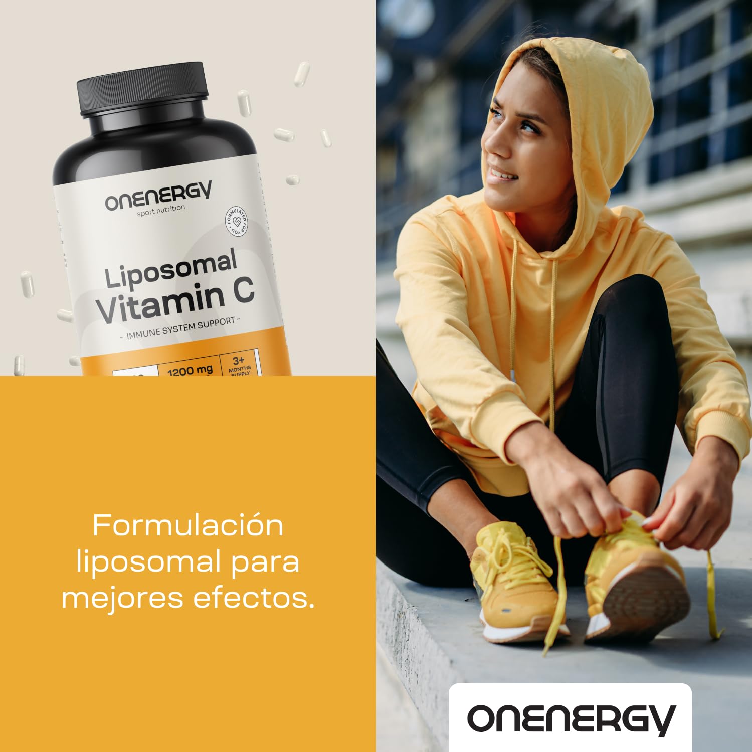 Vitamina C Liposomal 1200 mg - 200 Cápsulas | Extracto de Fosfolípidos de Rosa Canina y Girasol, Refuerzo del Sistema Inmunológico, Acción Antioxidante, Aumento de Energía