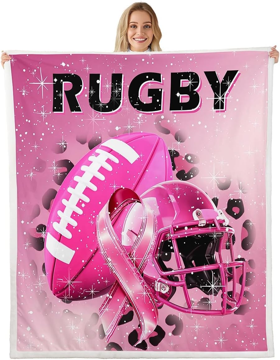 Castle Fairy Rugby Helmet Blanket Queen 90x90 American Football Game Blanket for Kids Teens Boys Modern Girlish Leopard Sherpa Blanket Sporting Equipment Bed Blanket Sofa Bed Couch Decor