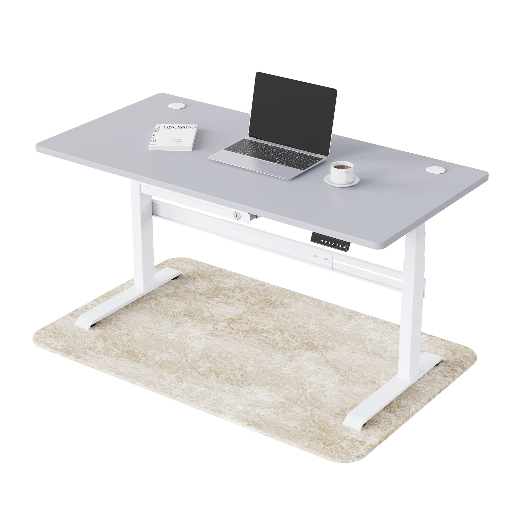 ES1 PRO - Schreibtischgestell höhenverstellbar elektrisch 3-Fach Teleskop mit 2 Motoren/Memory Funktion/Kollisionsschutz und Soft-Start/Stop 140kg belastbar Stabil leise(White)