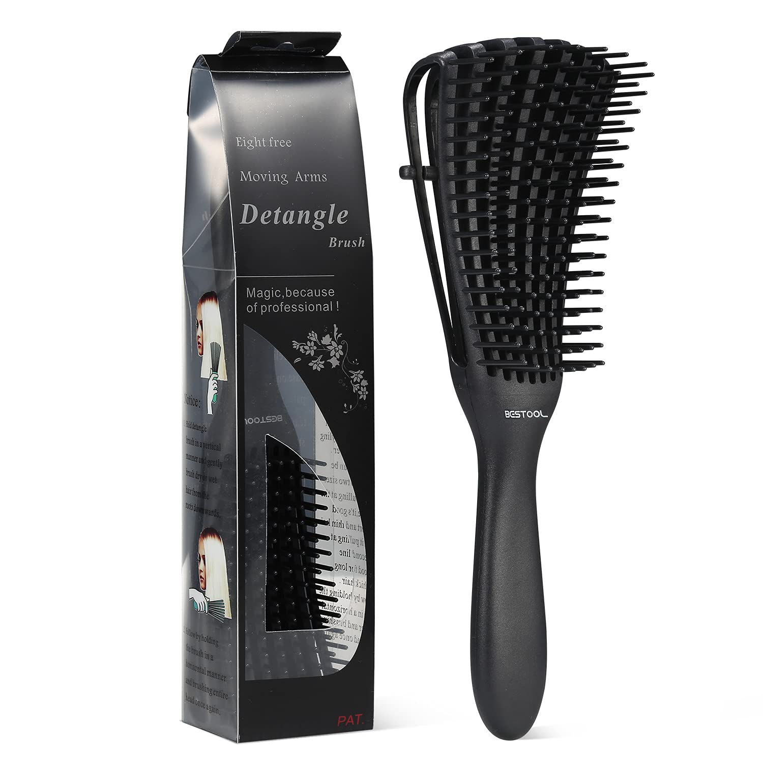 BESTOOL Detangling Brush for Curly Hair, Wet or Dry Detangler Brush for Coily, Kinky Black Natural Hair, Less Pull, Less Pain, Less Damaged (Black) : Beauty & Personal Care