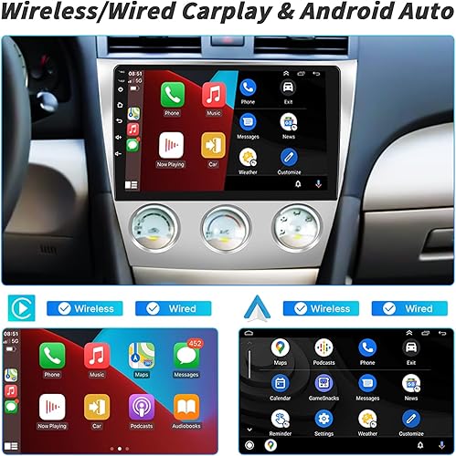 Miniatura 3 de Para radio Toyota Camry 2006-2011, Apple CarPlay Android 11 estéreo de coche con Android Auto 10.1 pulgadas, pantalla táctil Bluetooth, receptor de