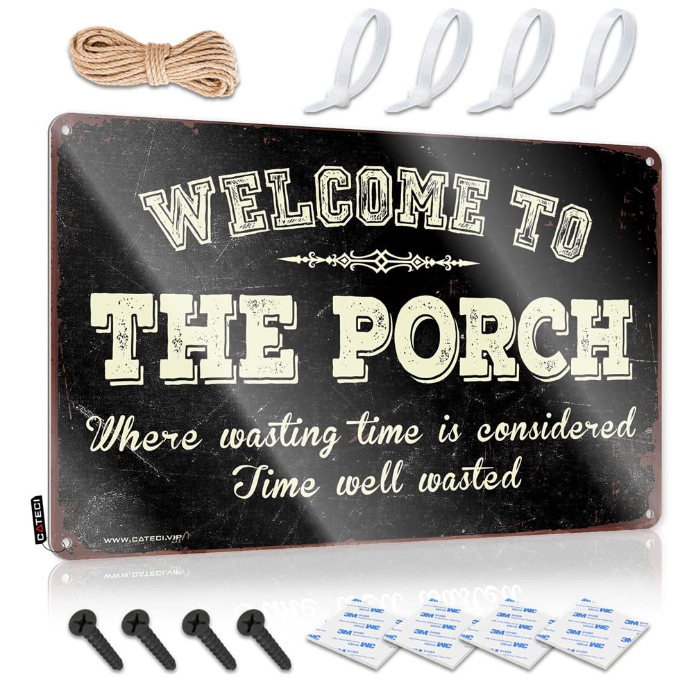 IBWNBBUSN Bbq Signs Outdoor Welcome To The Porch Sign Beer Signs For Man Cave Tin Sign Funny