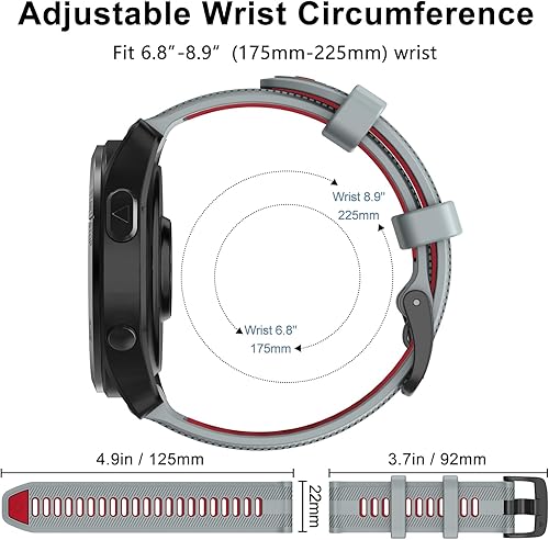 Miniatura 5 de ISABAKE Correa de reloj para Garmin Forerunner 965Forerunner 955Forerunner 945Forerunner 935, bandas de repuesto de silicona suave de 0.866 pulgadas