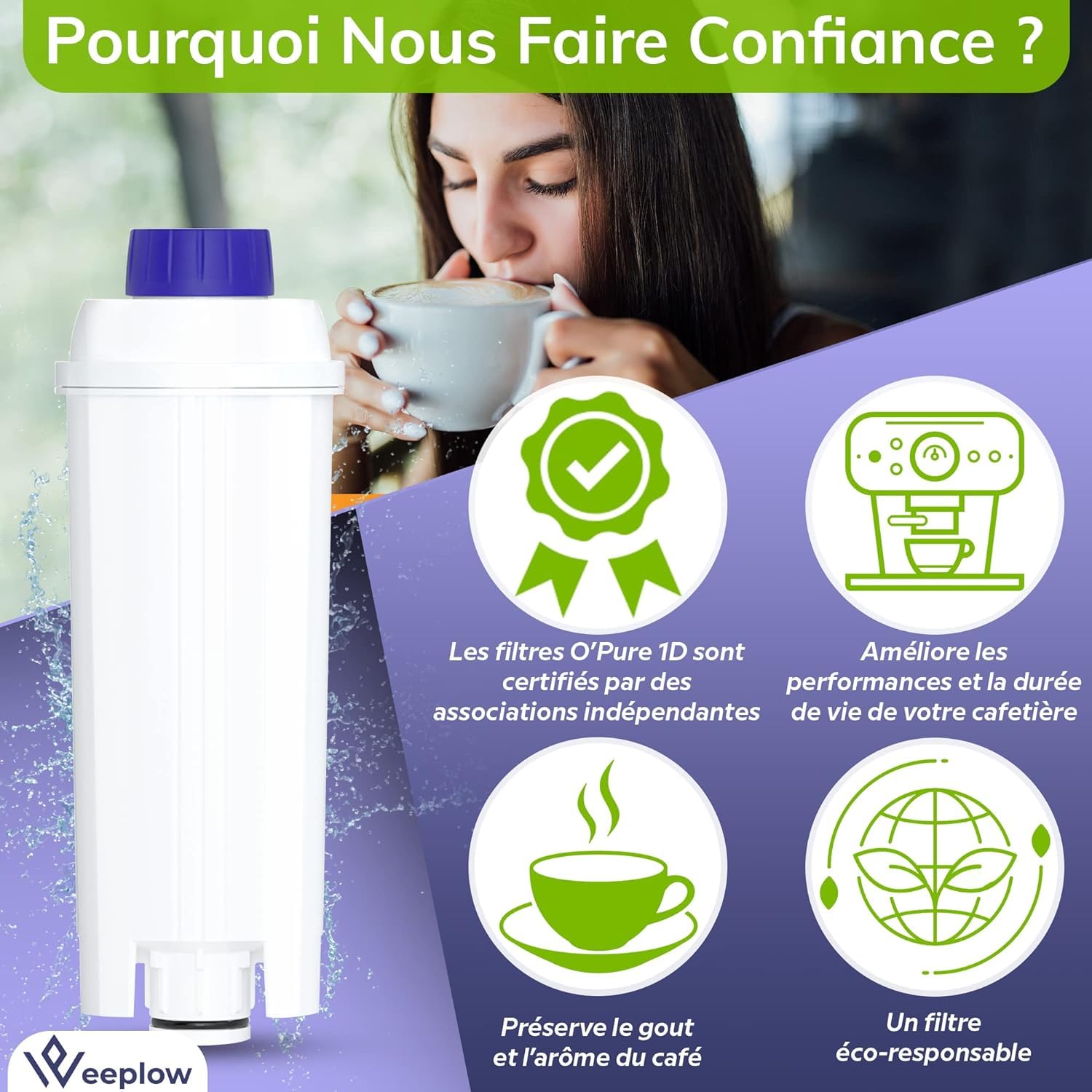 Weeplow – 4 filtri acqua compatibili con DLSC002 per macchine da caffè Delonghi, incluse Magnifica, Dinamica, Autentica, PrimaDonna e molti modelli delle serie ECAM, ESAM, ETAM, BCO ed EC (4)