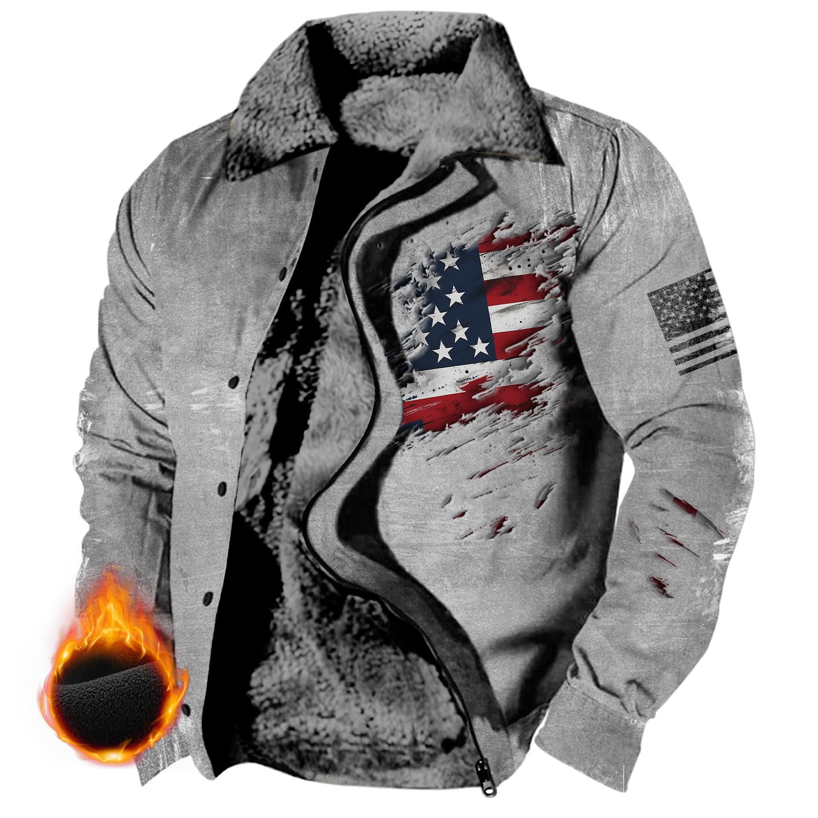 MARSVOVO Fashion Fleece Aztec Western Jackets for Men Winter Sherpa Lined Cowboy Coat Vintage Casual Fall Zip Up