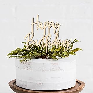 CANTLY Happy Birthday Wooden Cake Topper - Happy Birthday Party Cake Decorations Supplies, Baby Shower Anniversary Birthday Party Cake Topper, Happy Sign Party Photo Props