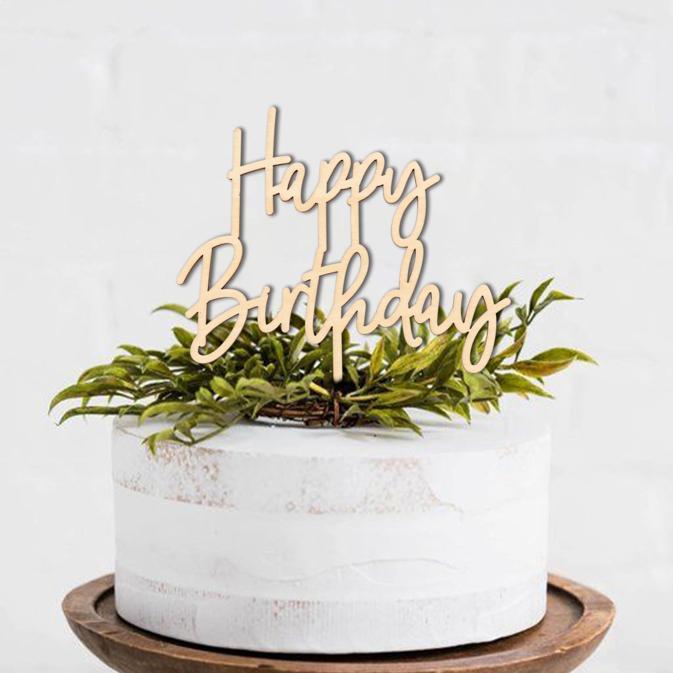 CANTLY Happy Birthday Wooden Cake Topper - Happy Birthday Party Cake Decorations Supplies, Baby Shower Anniversary Birthday Party Cake Topper, Happy