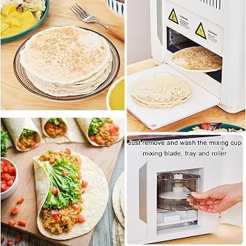 QIANG Roti Maker Fully Automatic Making Machine,Portable Pancake Crepe Maker Robotic Roti Tortilla Maker,Entire Process from Doughball to Puffy Roti,for Home and Commercial Use
