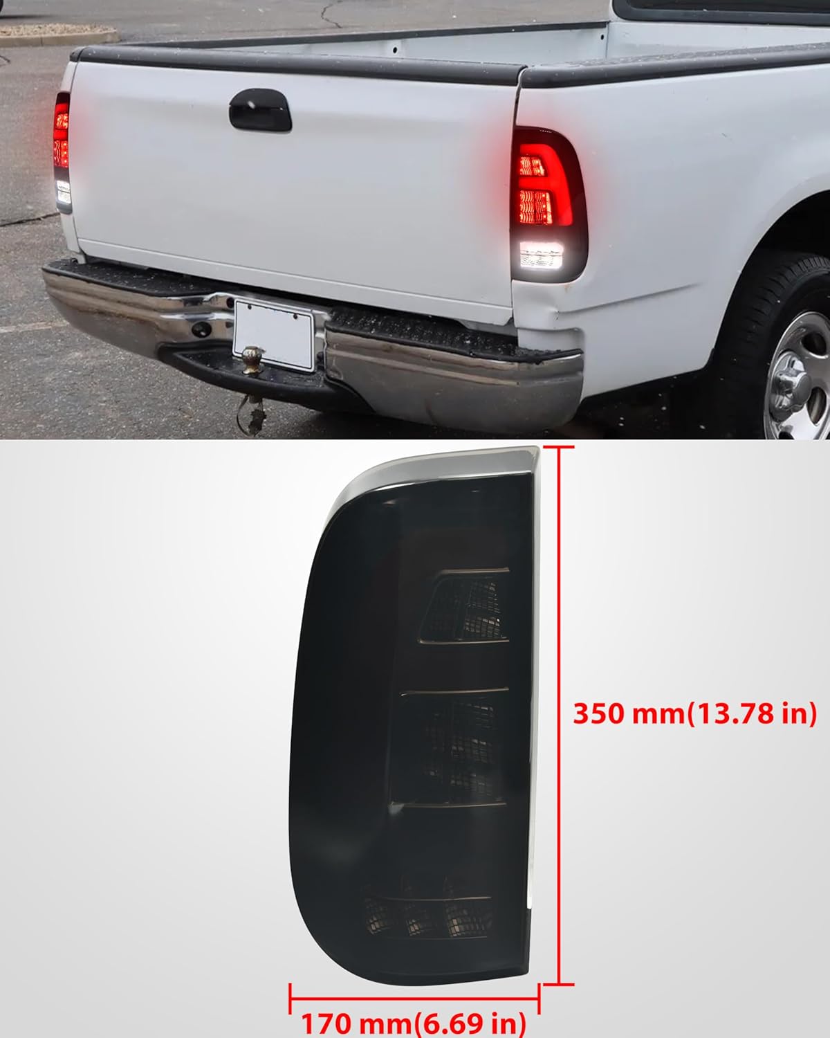 KEWISAUTO LED Taillight for 1997-2003 Ford F-150, Smoked Tail Lamp Rear Brake Reverse Light Turn Signal Running Light for Ford F150 1997-2003, F250 F350 F450 F550 Super Duty 1999-2007 Accessories