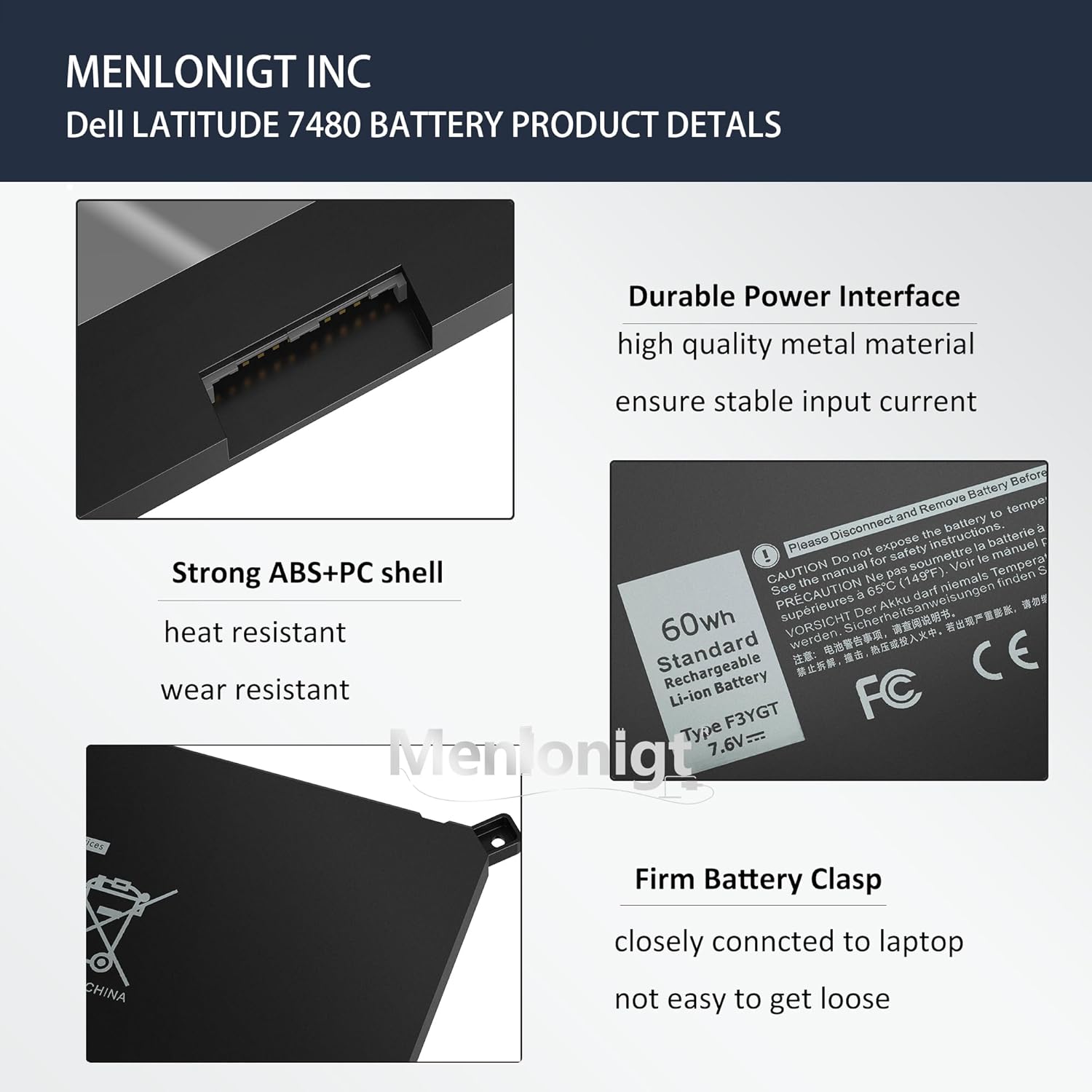 7480 F3YGT 2X39G 60WH Laptop Battery for Dell Latitude 12 7000 7280 7290 13 7000 7380 7390 P29S002 14 7000 7480 7490 E7280 E7480 E7490 E7290 E7380 Battery fits Dell 453-BBCF 451-BBYE KG7VF DM3WC DM6WC