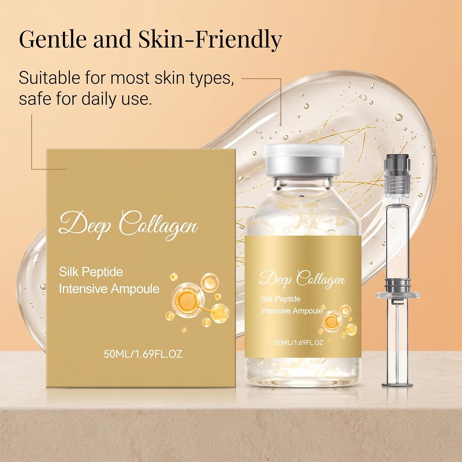 Sérum Visage Effet Tenseur, Peptides de Soie et Collagène, Serum 50ml