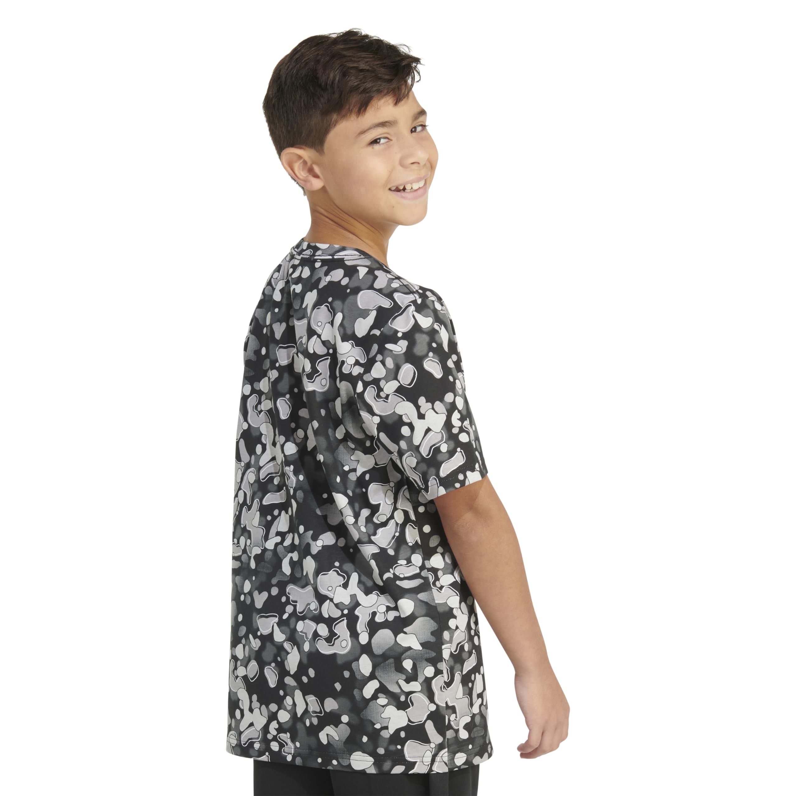 adidas T-shirt da ragazzo a maniche corte in cotone con stampa mimetica a maniche corte in cotone con stampa mimetica