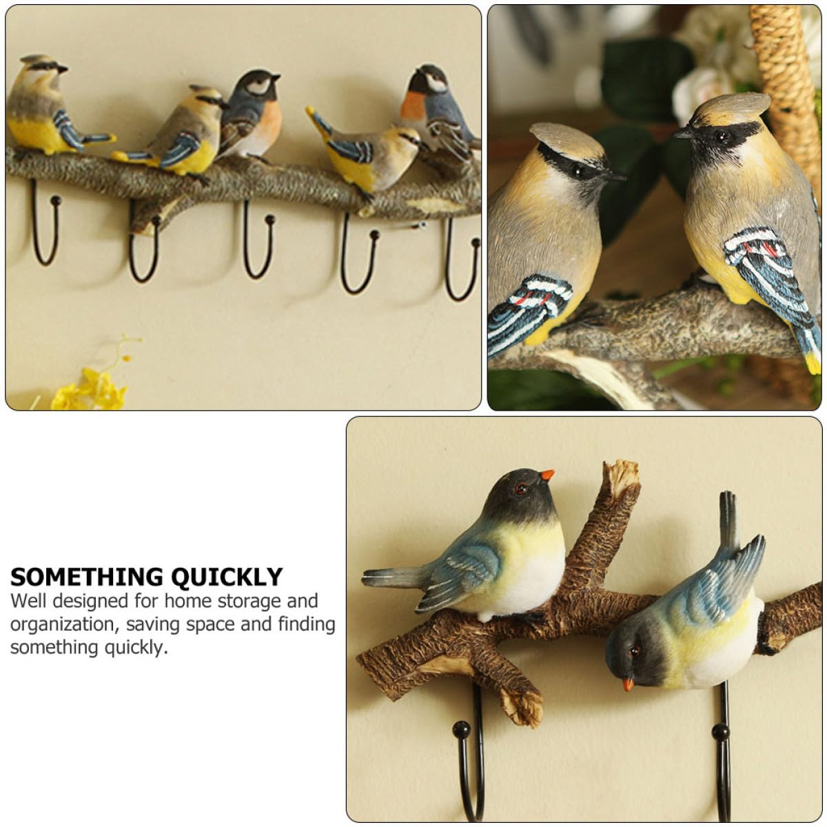 Gancho para Abrigos y Bolsos de Resina Diseño de Pájaro, Gancho Decorativo para Pared, Fácil de Limpiar, Adecuado para Organización del Hogar